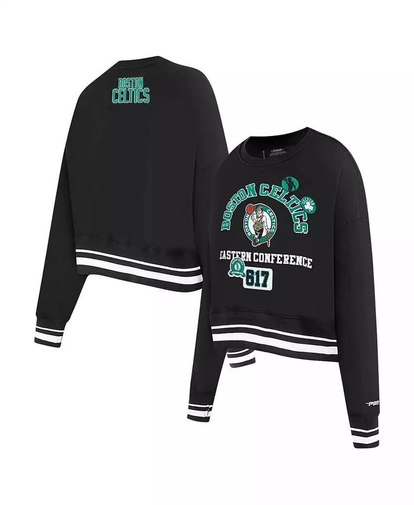 Pro Standard Women's Black Boston Celtics Area Code Cropped Pullover Sweatshirt 1