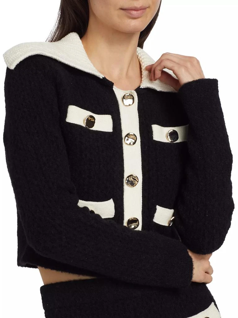 Self Portrait Two-Tone Gold-Tone Button Cardigan 6