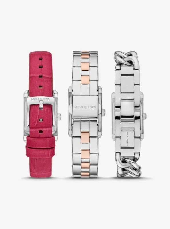 Michael Kors Petite Monroe Two-Tone and Crocodile-Embossed Leather Watch Strap Set 3