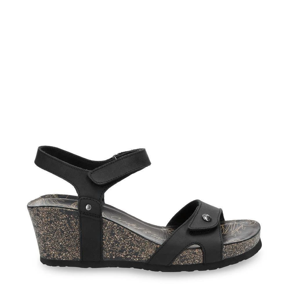PANAMA JACK Women's Julia B1 Wedge Black Leather Sandals 1