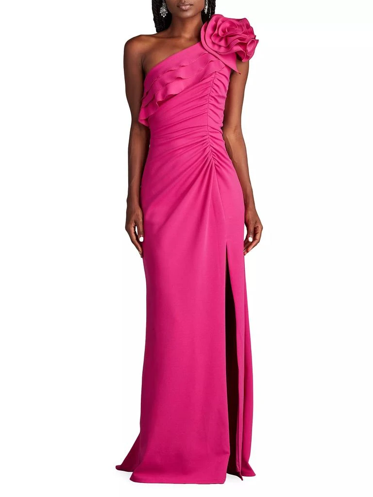 Tadashi Shoji One-Shoulder Flower Detail Crepe Gown 3