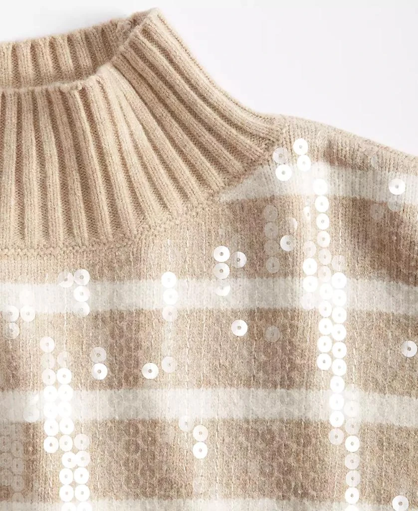 On 34th Women's Sequined Striped Mock-Neck Sweater, Created for Macy's 3