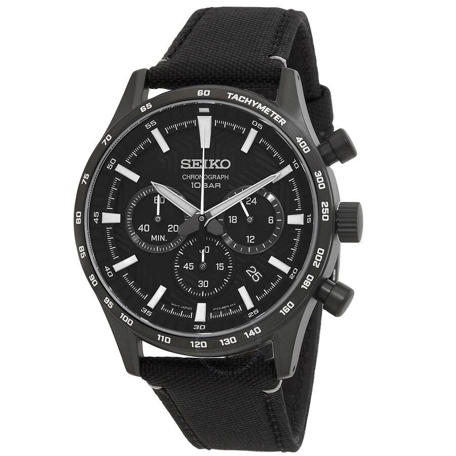 Seiko Essentials Chronograph Quartz Black Dial Men's Watch SSB417