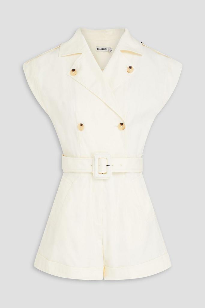 SIMKHAI Vega belted stretch-cotton playsuit