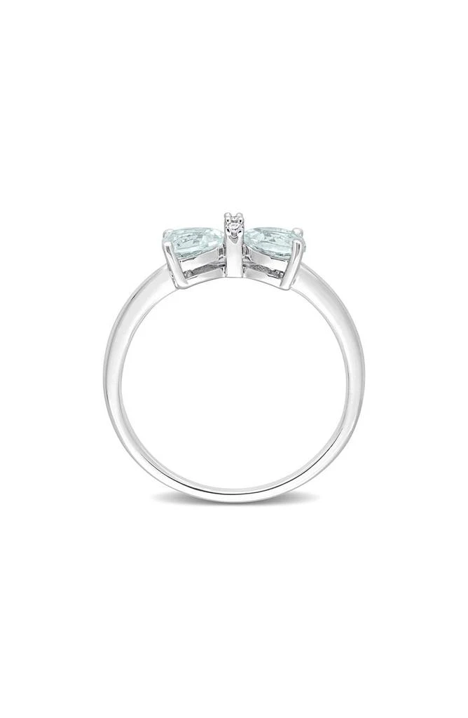 DELMAR Heart Bow Aquamarine 
Diamond Ring - 0.015ct. 4