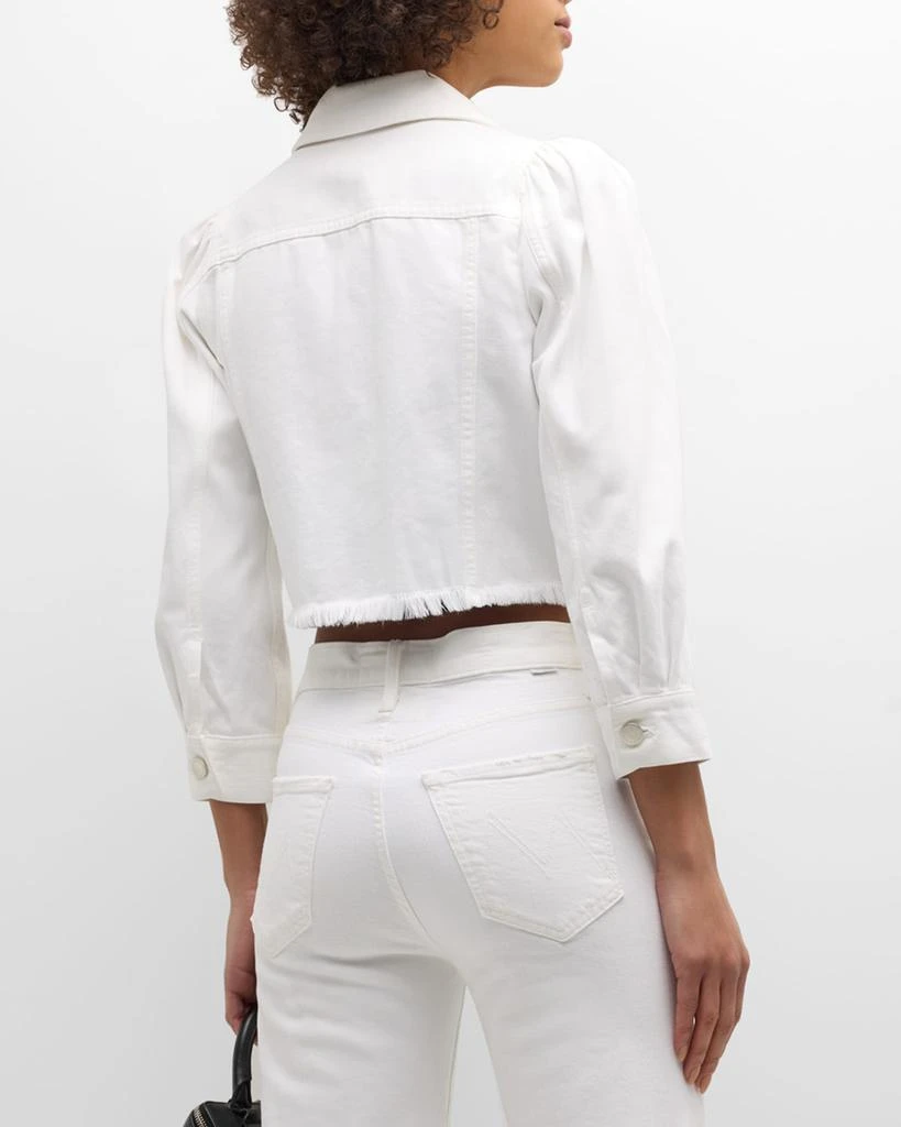 Alice Olivia Lana Puff-Sleeve Cropped Denim Jacket Jackets