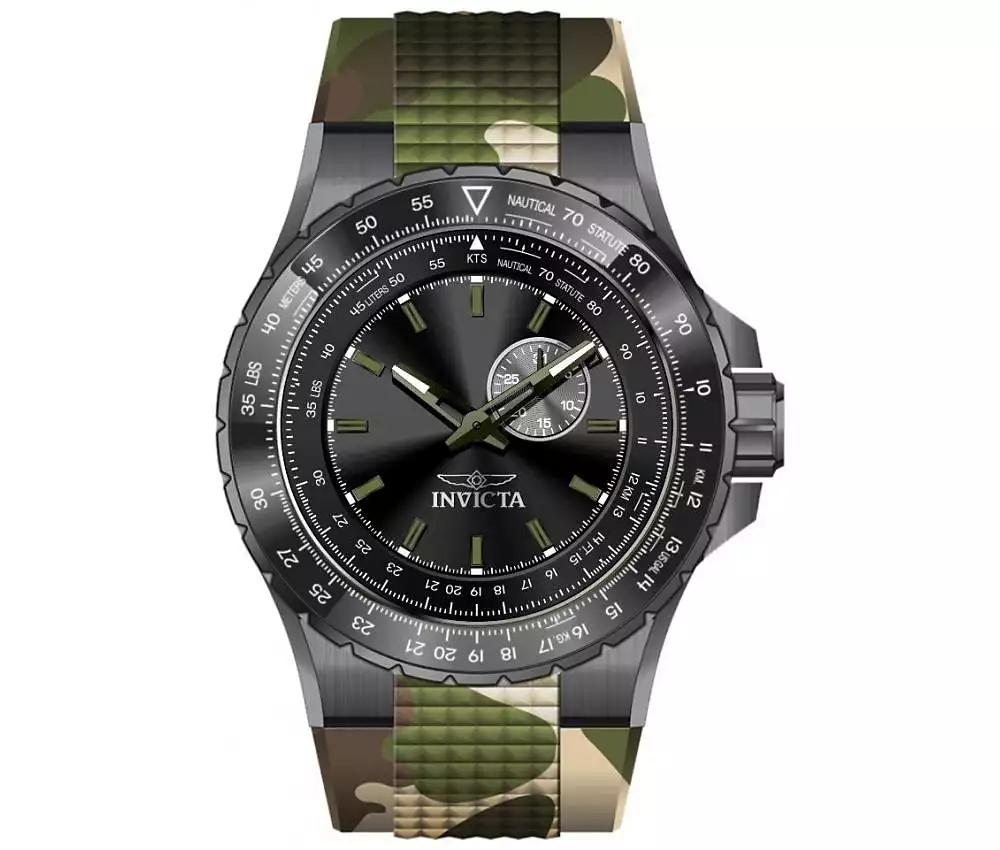 Invicta Men's 49730 Aviator Quartz VD72 Black Dial Watch