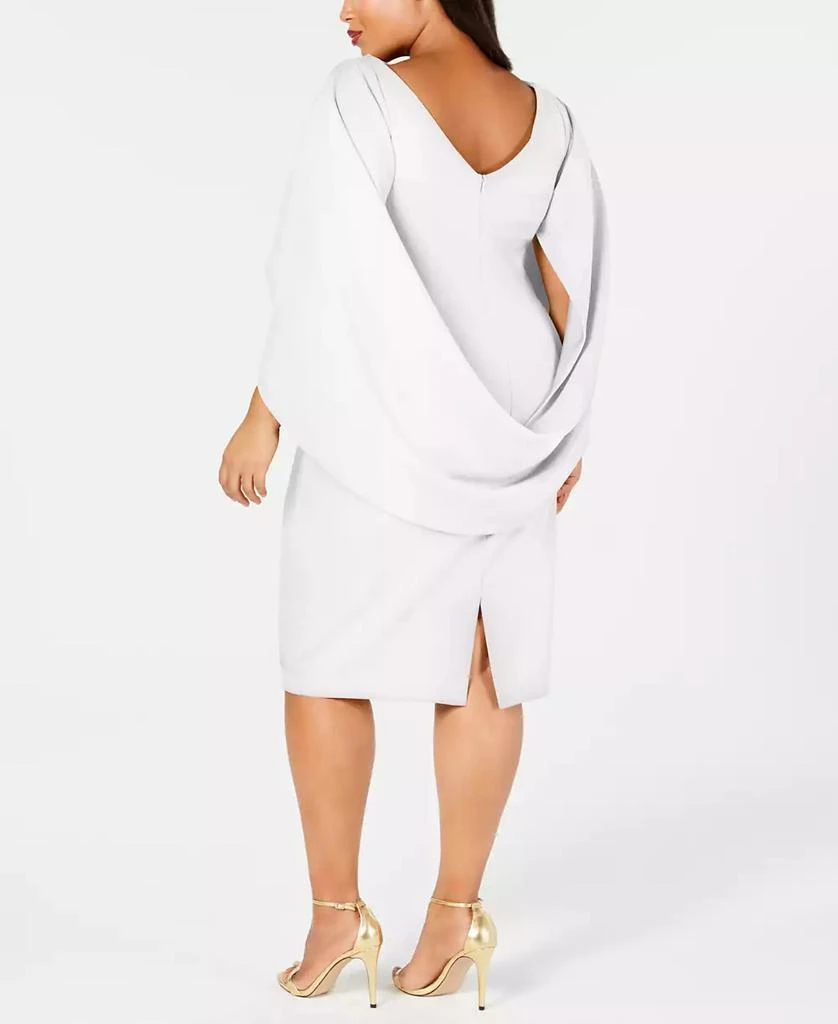Betsy & Adam Plus Size Ruched Cape Dress 2