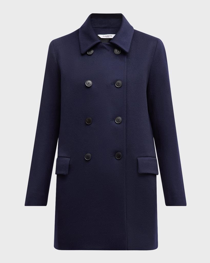 Fleurette Ren Double-Breasted Short Wool Coat