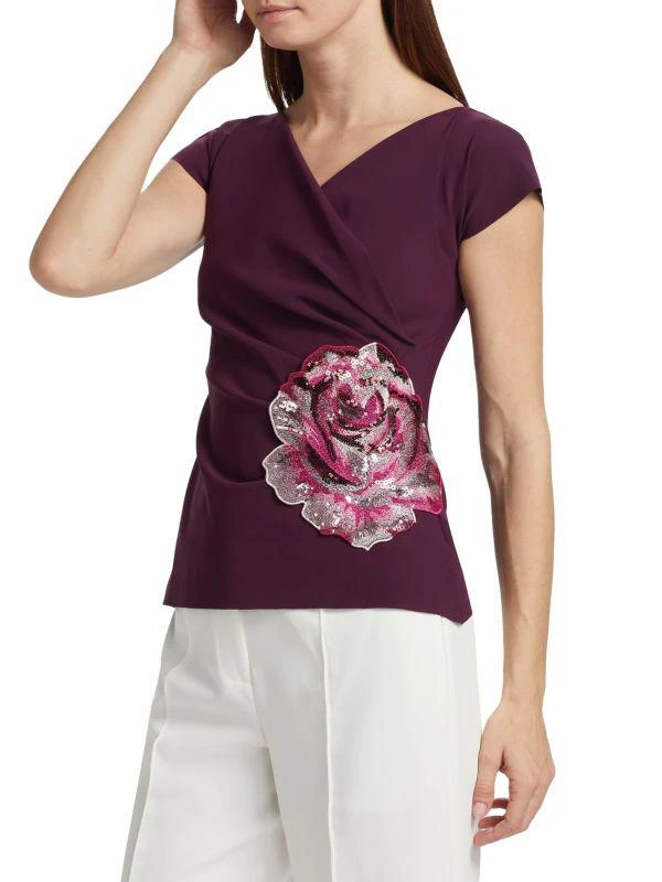 Chiara Boni Emerenne Sequined Rose Top 3