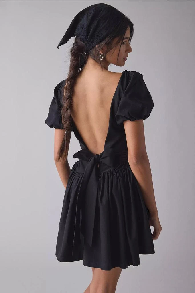 Kiss The Sky Kiss The Sky Floral Embroidered Puff Sleeve Open Bow-Back Mini Dress 3