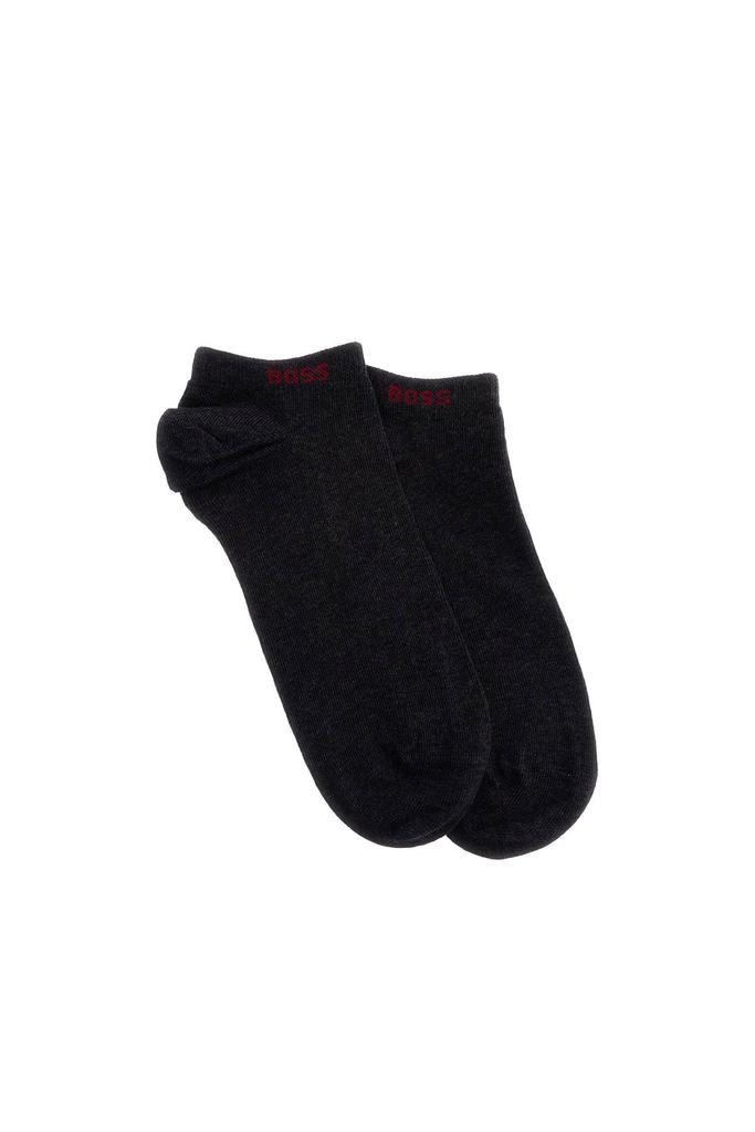 Hugo Boss dark grey short socks with logo 2 pairs 80% cotton made in italy