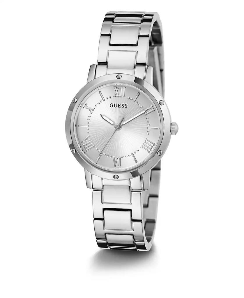 GUESS Women's Silver-Tone Stainless Steel Bracelet Watch, 34mm