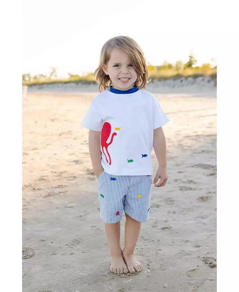 Florence Eiseman Baby Boy Seersucker Short with Embroidered Sea Creatures 3
