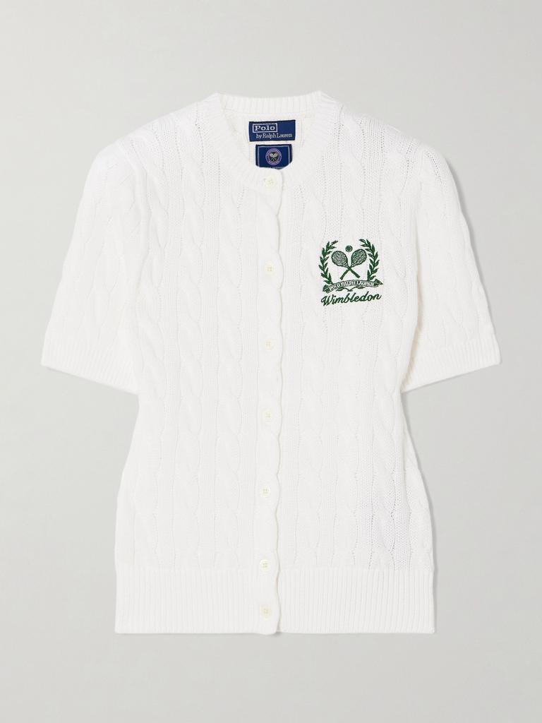 Ralph Lauren X Wimbledon 刺绣绞花针织纯棉开襟衫