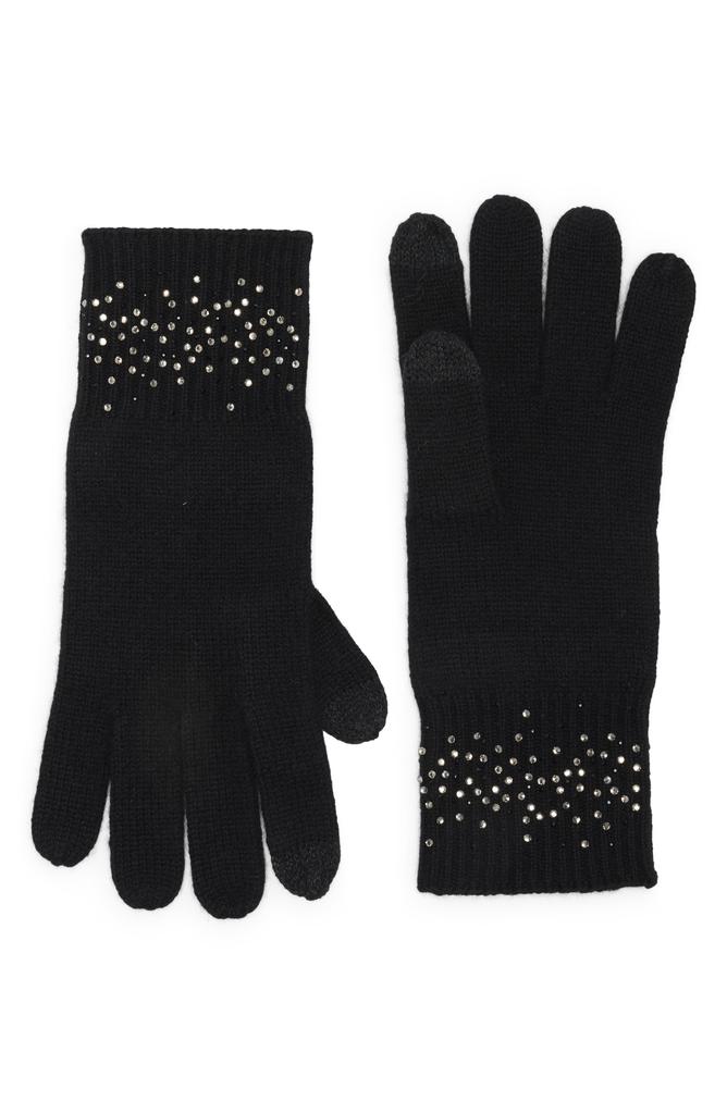 Sofia Cashmere Studded Cuff Cashmere Gloves