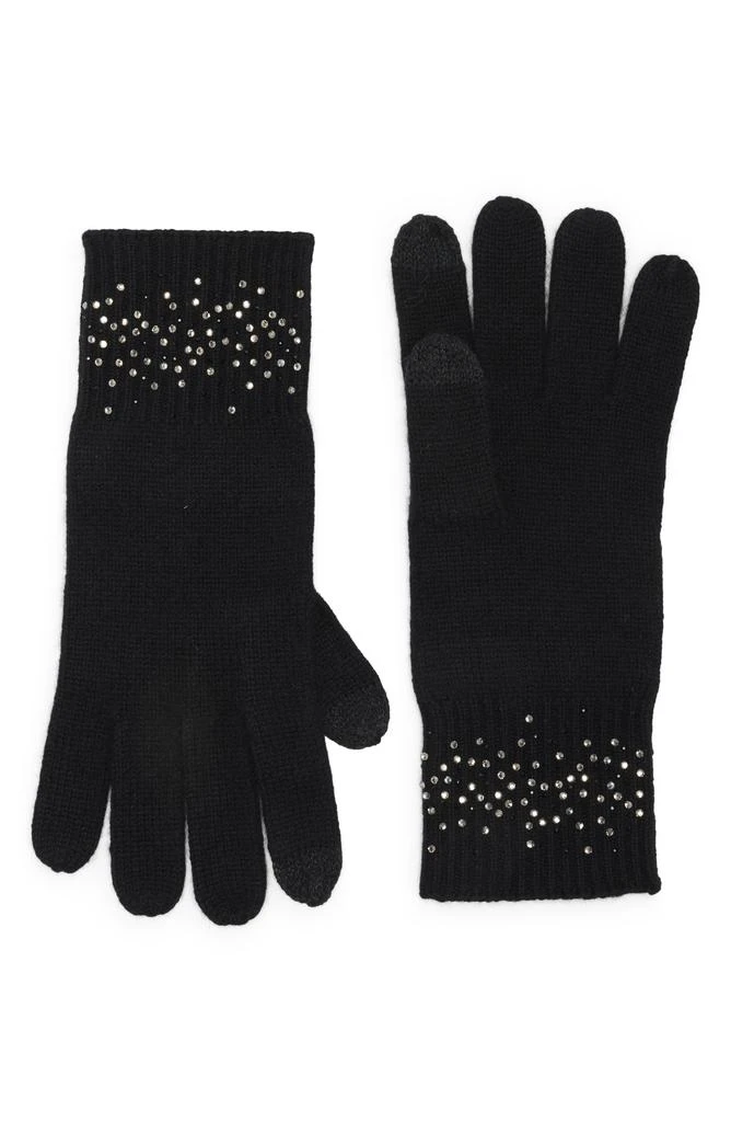 Sofia Cashmere Studded Cuff Cashmere Gloves 1