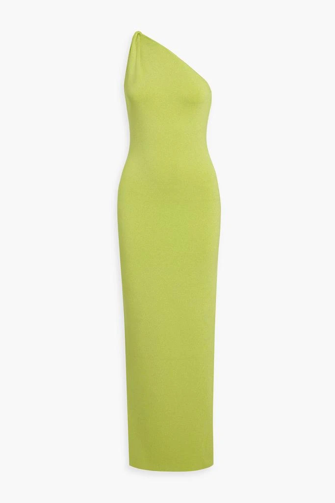 GALVAN  LONDON Persephone one-shoulder metallic stretch-knit maxi dress 1