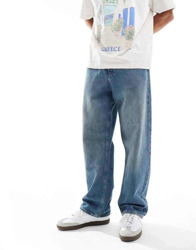 Jack & Jones Jack & Jones Alex baggy jeans in mid blue wash 2