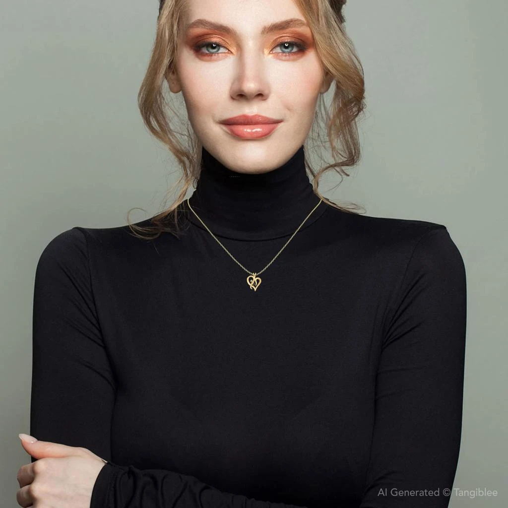 Pompeii3 Blue Sapphire
Diamond Heart Pendant 14K Yellow Gold With 18" Chain 3