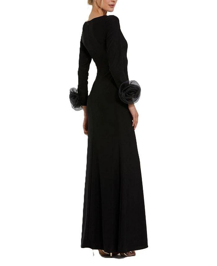 Mac Duggal Long Sleeve Fitted Jersey Gown with 3D Flowers 3