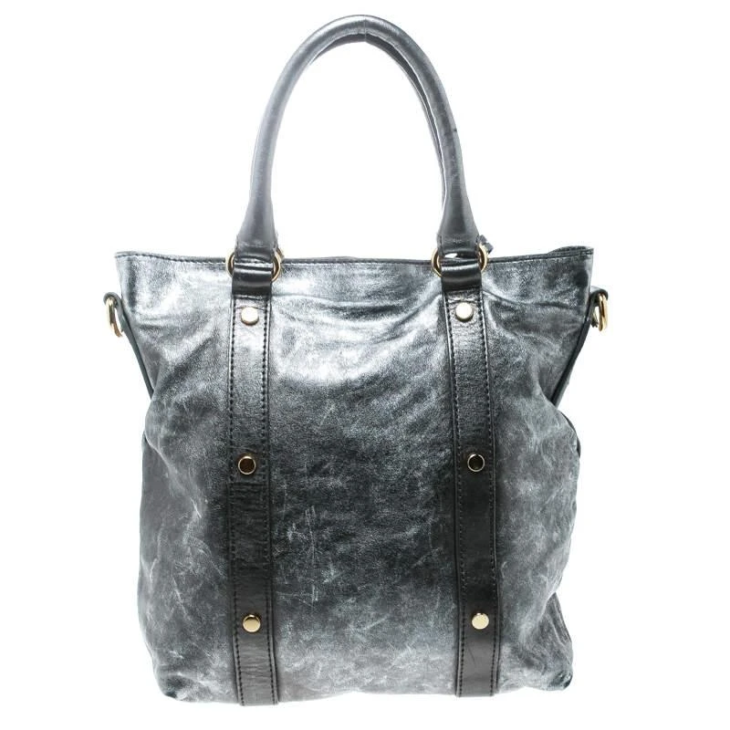 Dolce & Gabbana D&G Metallic Grey Leather Golden Box Messenger Bag 4