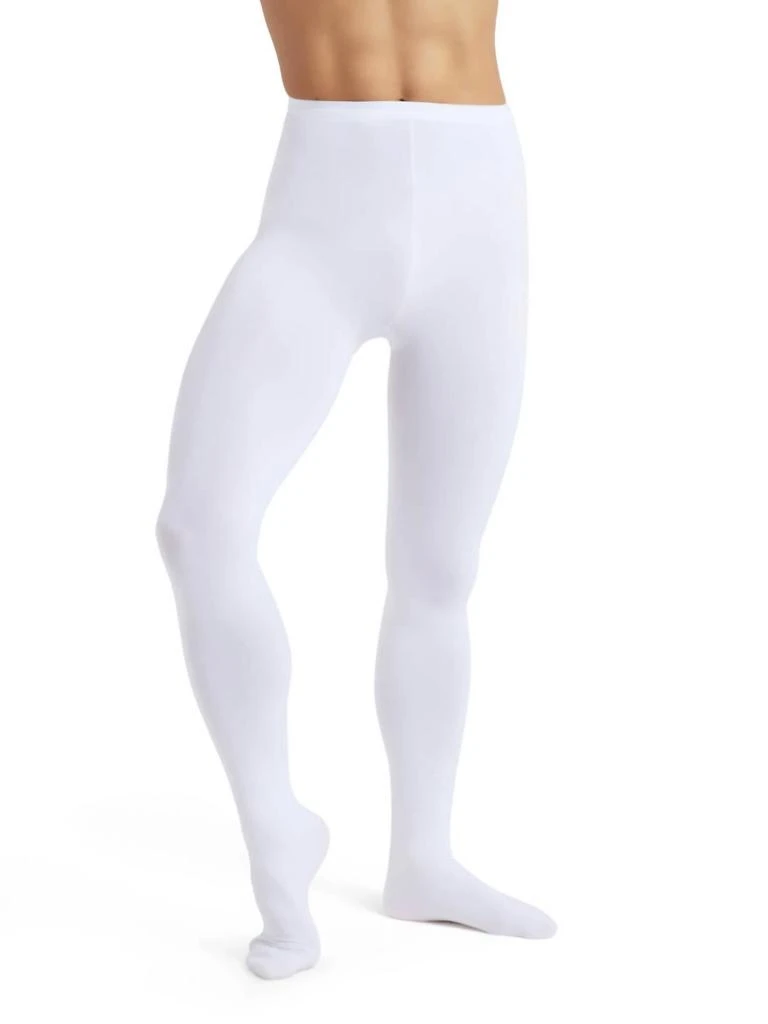 Capezio Men's Knit Footed Tights With Back Seams In Dyeable White 1