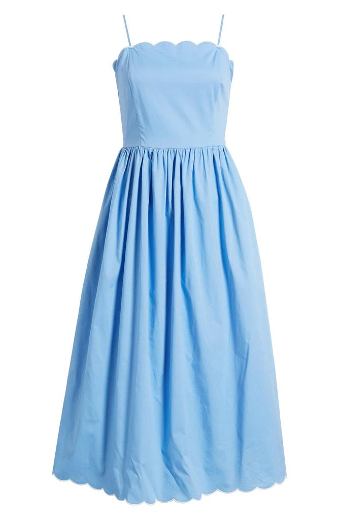 Charles Henry Scallop Stretch Poplin Midi Sundress 5