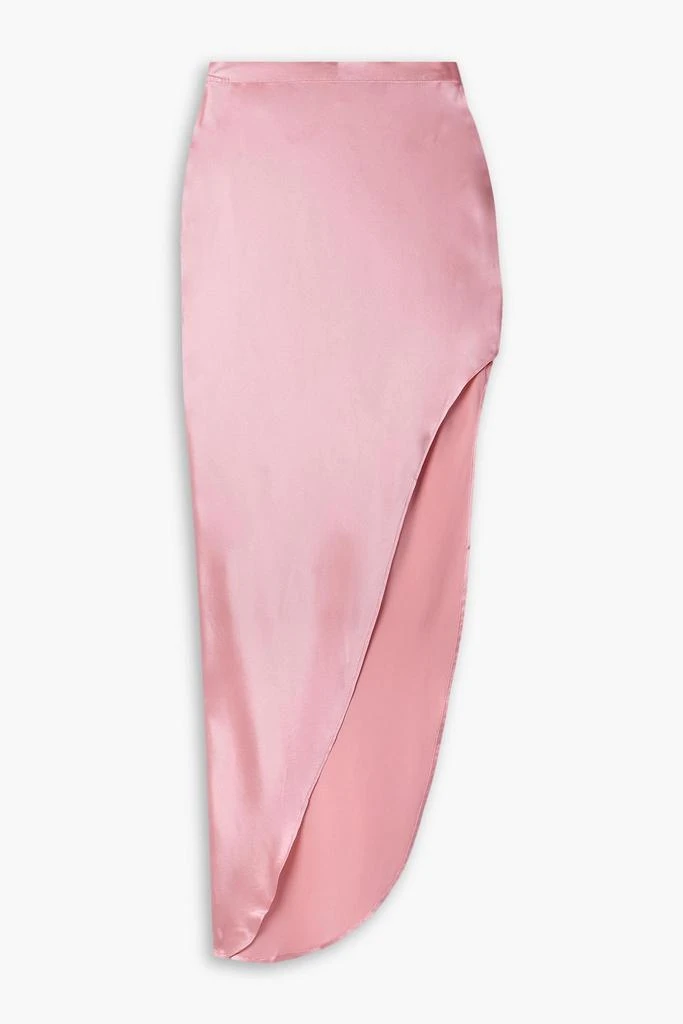 FLEUR DU MAL Asymmetric silk-blend satin midi skirt 1