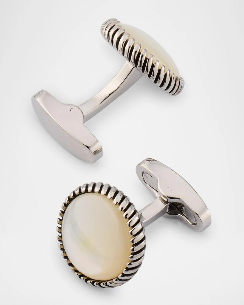 Link Up Men's Mother Of Pearl Rope-Border Cufflinks 4