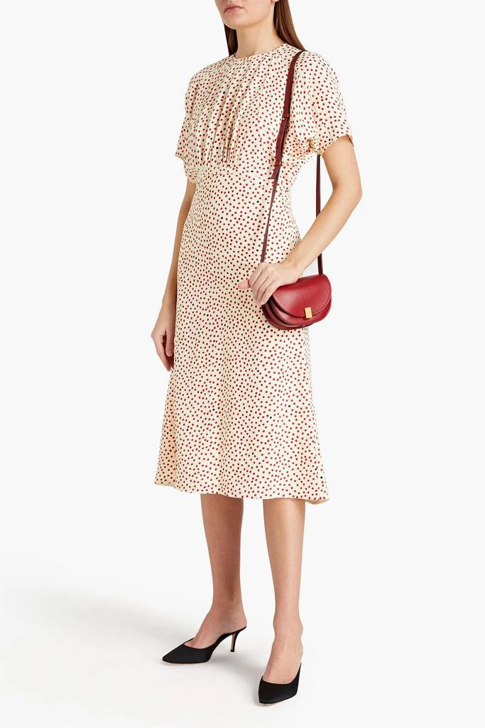 Victoria Beckham Pleated polka-dot stretch-crepe midi dress 2