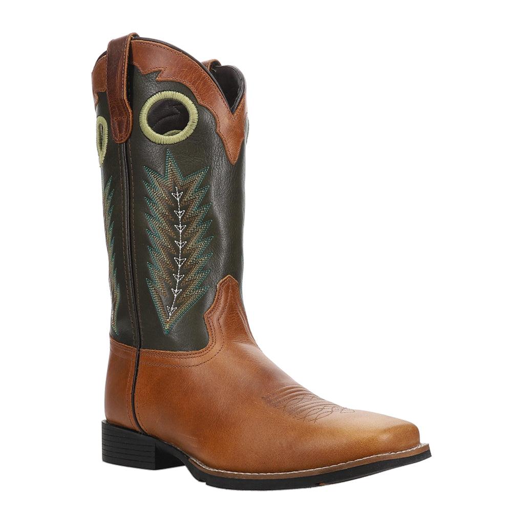 Roper James Embroidered Square Toe Pull On Cowboy Boots
