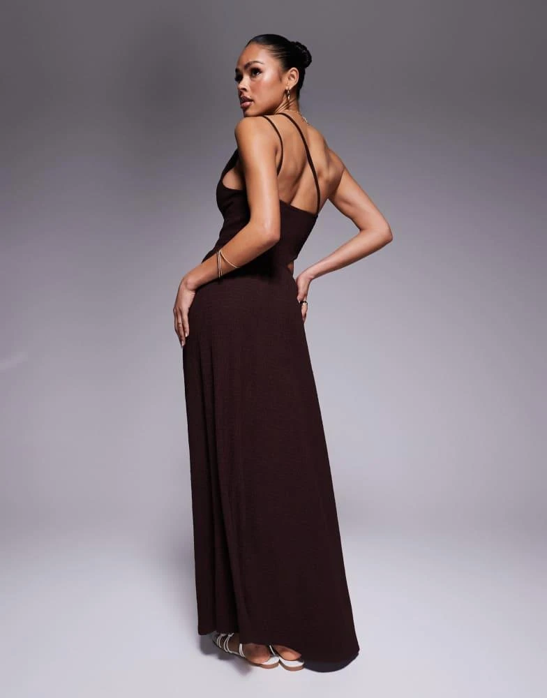 ASOS ASOS DESIGN textured one shoulder cut out waist with hardware detail  maxi dress in chocolate - Dresses & Skirts - Compare Prices from 6+ Stores  - BeyondStyle