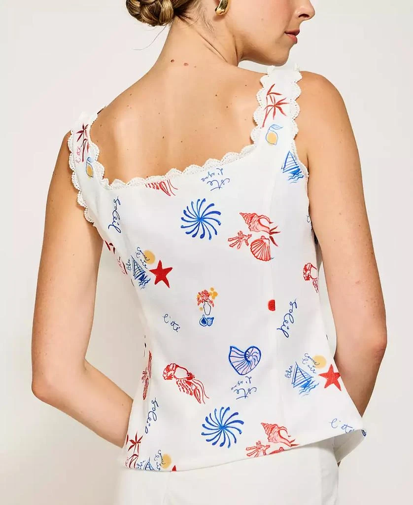 Line & Dot Women's Reeta Square-Neck Top Button-Front Top 5