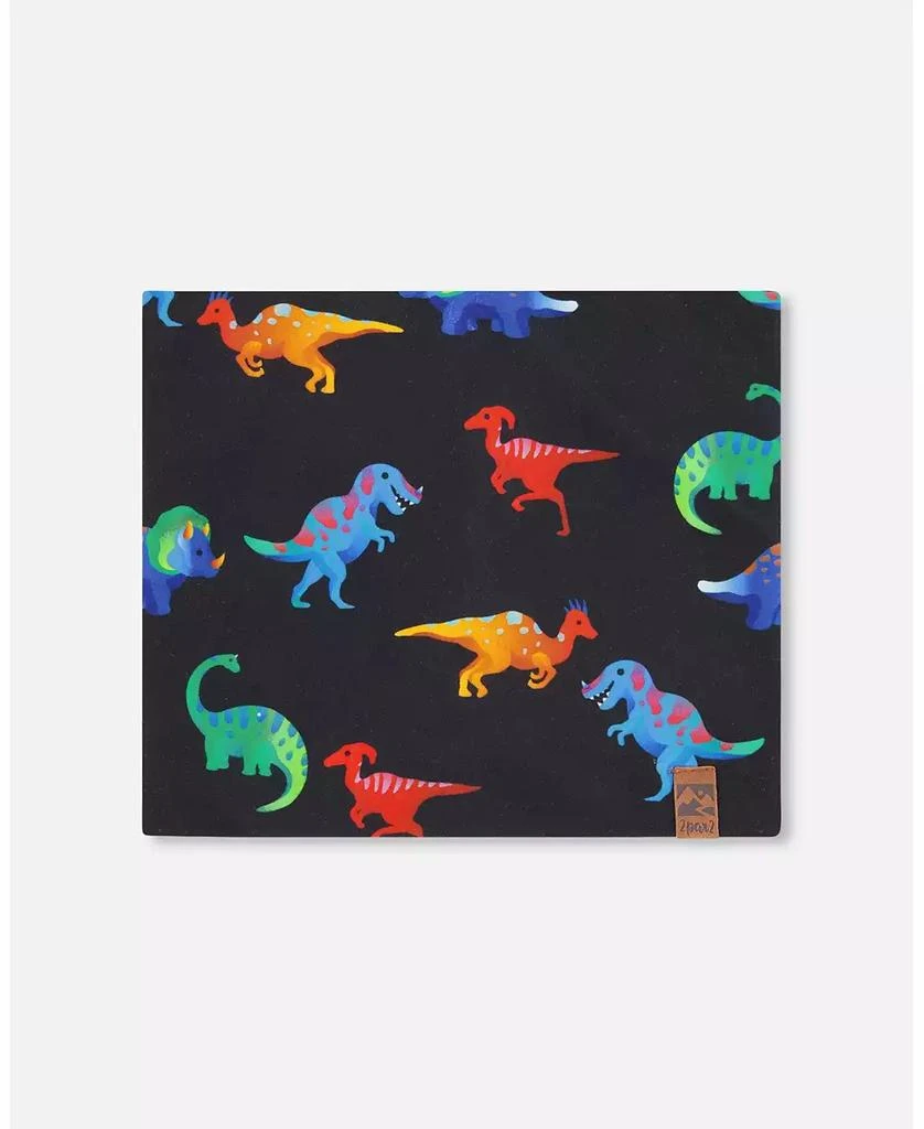 Deux par Deux Boy Stretch Jersey Neck Tube Black Dinosaur Print - Toddler|Child