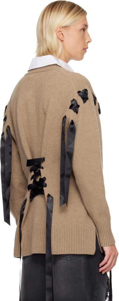 Tan Sculpted Ribbon Corset Cardigan – On Sale Now with Up to 66
