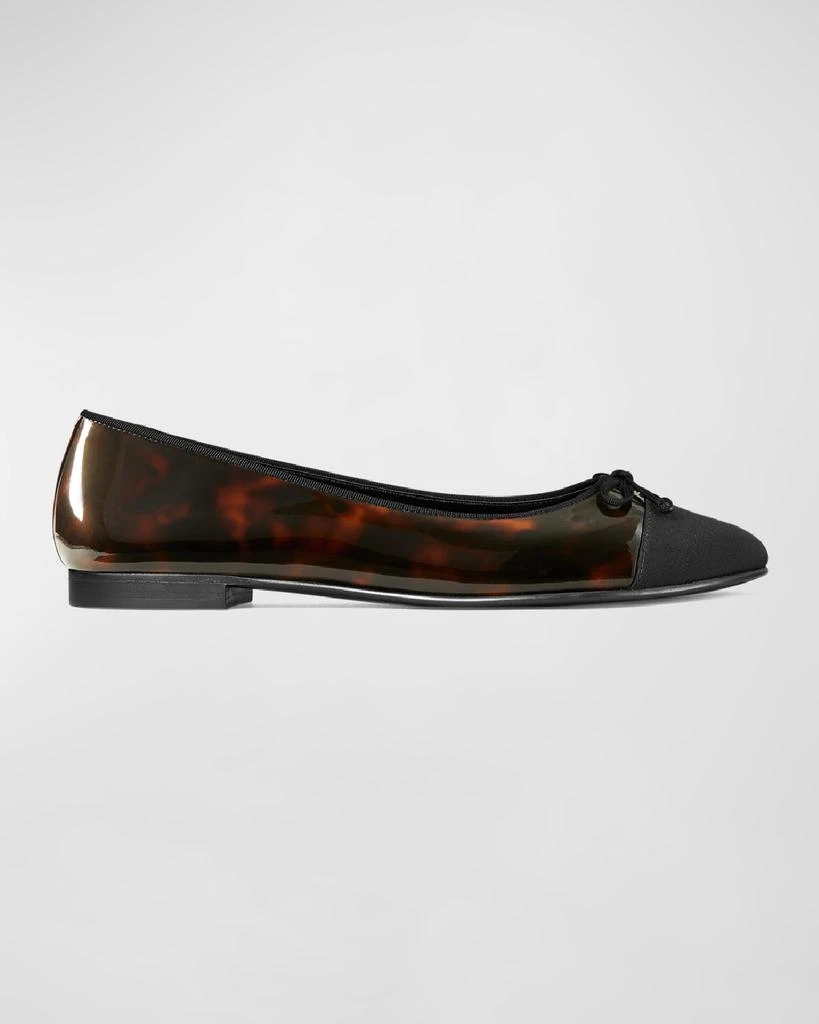 Tory Burch Cap-Toe Tortoise-Print Leather Ballet Flats 1