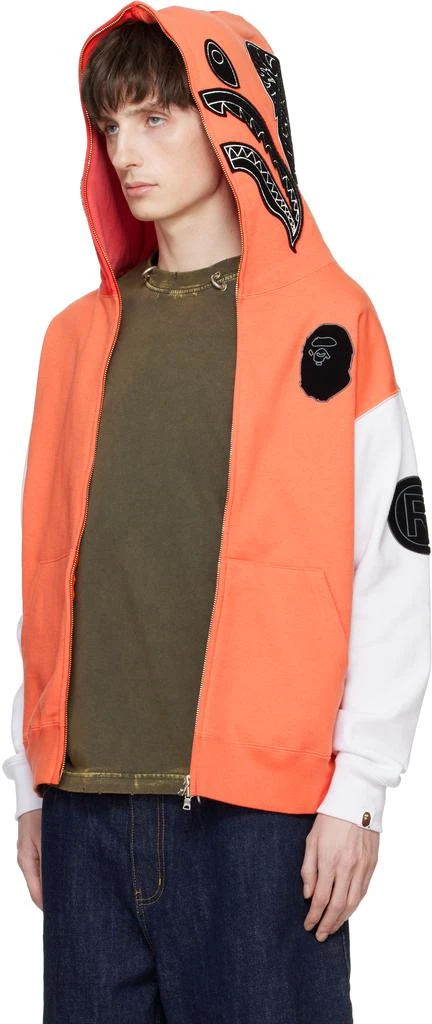Bape Orange & White Korea Shark Full Zip Hoodie 4