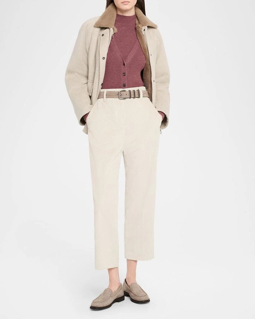 Brunello Cucinelli Metallic Cashmere Rib Knit V-Neck Cardigan 2