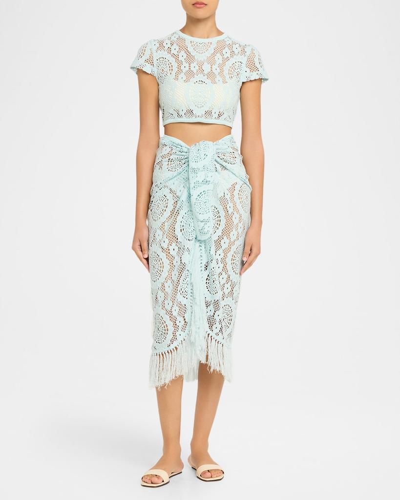 SIMKHAI Thyri Open-Knit Fringe Pareo Coverup