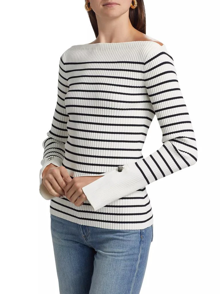 A.L.C. Anya Striped Rib-Knit Boatneck Sweater 4
