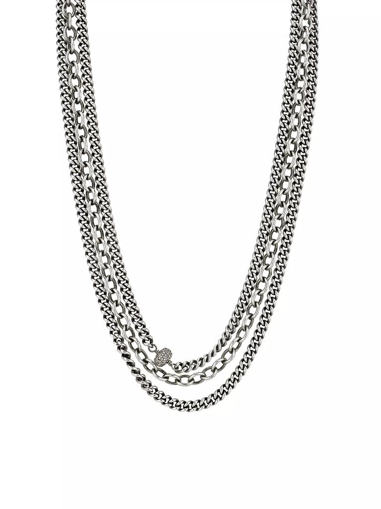 Sheryl Lowe Sterling Silver & 0.53 TCW Diamond Triple Chain Necklace