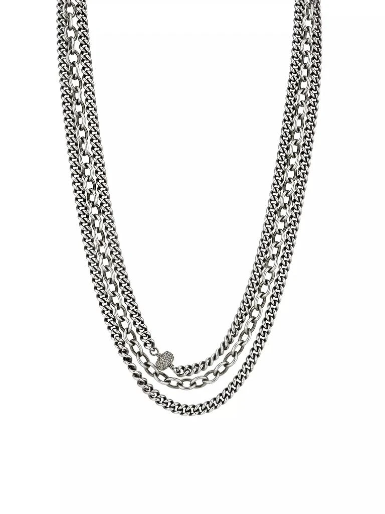 Sheryl Lowe Sterling Silver & 0.53 TCW Diamond Triple Chain Necklace 1