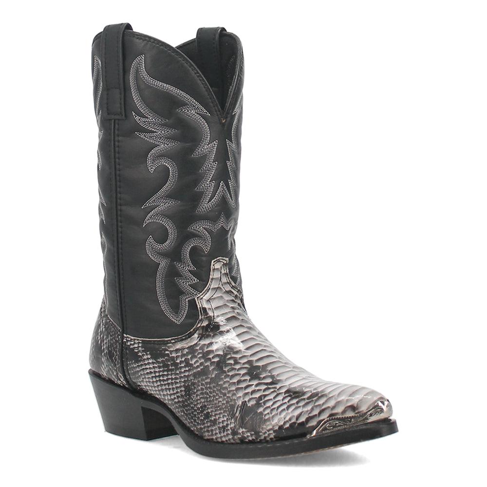 Laredo Monty Snake Print Pointed Toe Pull On Cowboy Boots