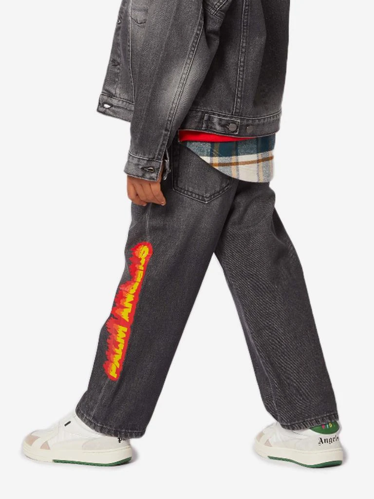 Palm Angels Palm Angels Boys Flames Logo Jeans in Black 2