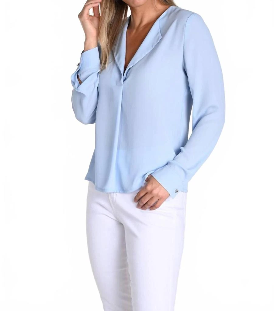 Frank Lyman Oversized Shawl Collar Blouse In Powder Blue 1