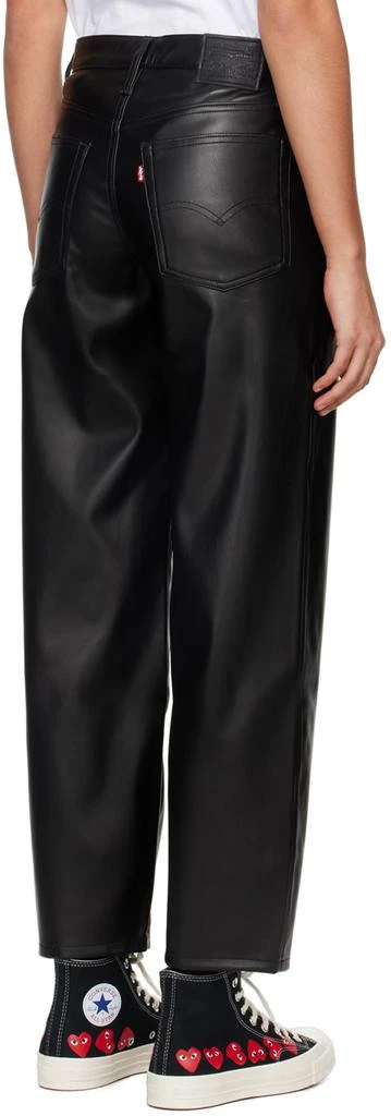 Levi's Black Baggy Dad Faux-Leather Trousers 3