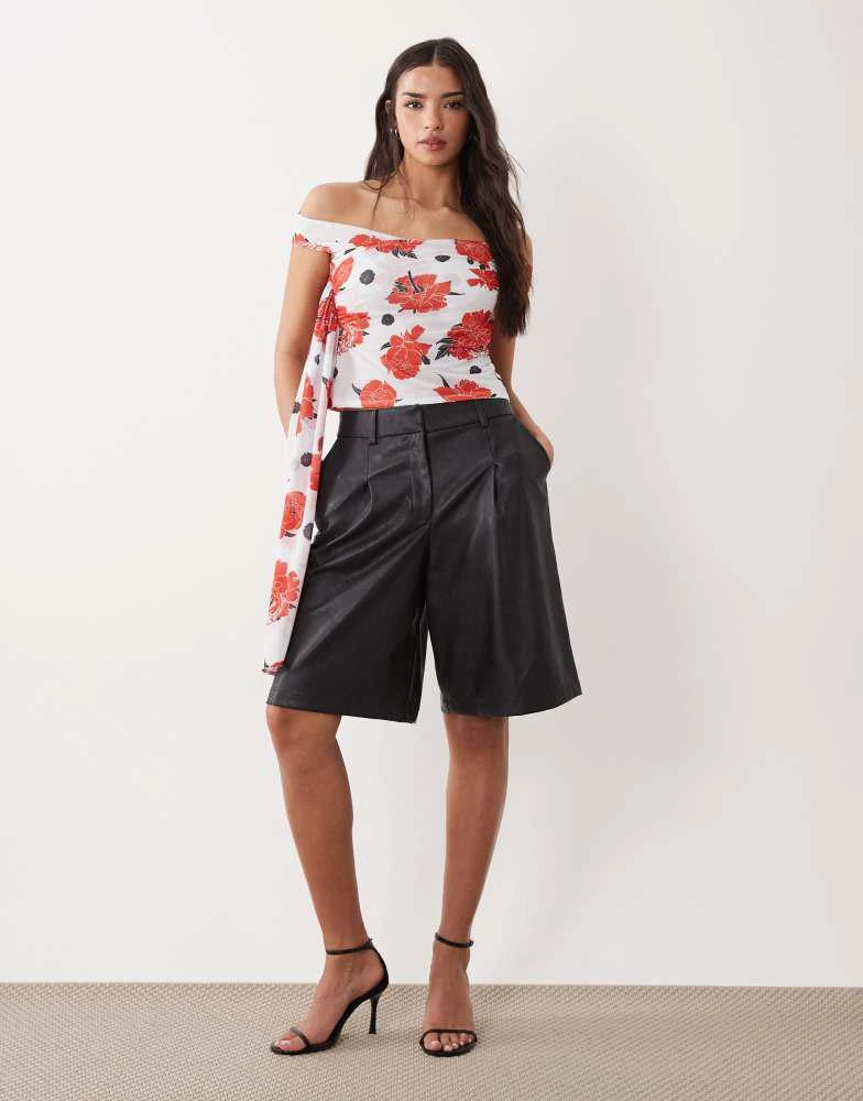 ASOS ASOS DESIGN wrap around off shoulder top in floral print 2