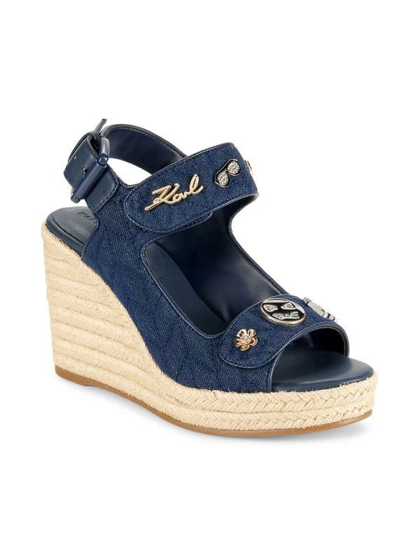 Karl Lagerfeld Paris Carolyna Denim Espadrille Wedge Sandals 2