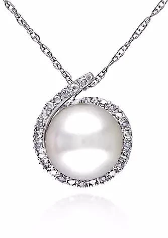 Belk 
Co. 10k White Gold Cultured Freshwater Pearl and Diamond Pendant